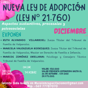 CURSO NUEVA LEY DE ADOPCIÓN ( LEY N° 21.760)  2X$75.000  ( UTILIZAR CUPÓN  NAHUEL)