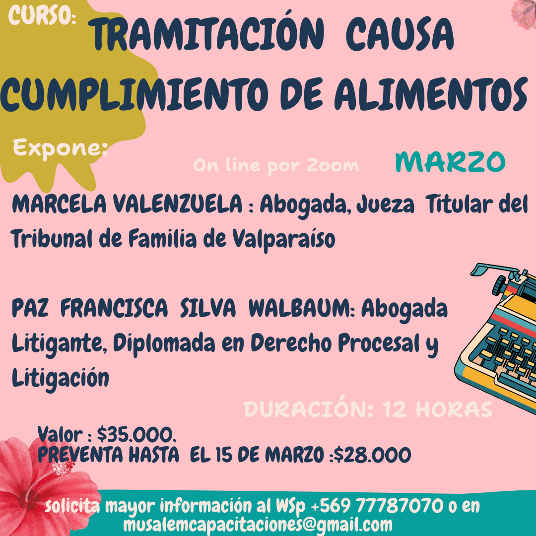 CURSO APRENDIENDO A TRAMITAR CAUSAS DE CUMPLIMIENTO DE ALIMENTOS